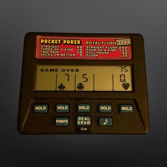 Vintage Radica Pocket Handheld Video Poker Royal Flush 3000 Game - Picture 3 of 4